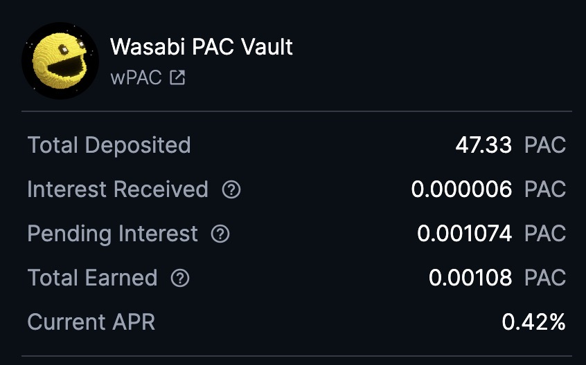 Today I have only deposited few $PAC on @wasabi_protocol. This is the beginning of my $PAC journey🔥 @pacmoon_ #Airdrop #Season4