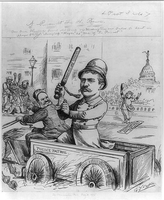 Political cartoon of Police Commissioner Roosevelt, published #OTD in 1895 loc.gov/item/201667992…