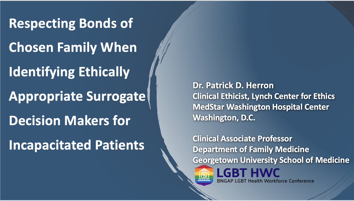 Great first day at #LGBTHWC2024! I'll be presenting tomorrow on the need to support #chosenfamily as surrogate decision makers for incapacitated patients. #meded #MedTwitter #bioethics #lgbtqia