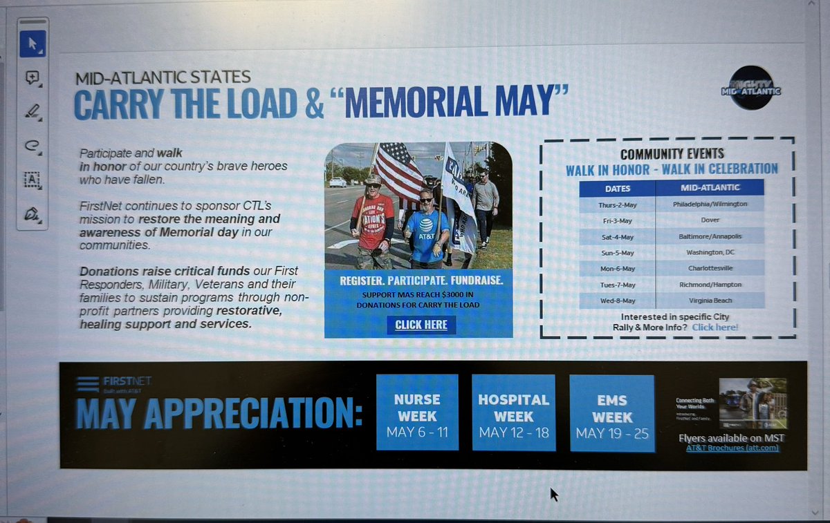 Let’s go @_MightyMAS! It’s that time again! Let’s support @CarryTheLoad coming to an area near you! You can get involved by joining the Mid-Atlantic team at carrytheload.org Our goal is to raise $3,000 #letsmakeithappen #FirstNet #ATTEmployee @404girl