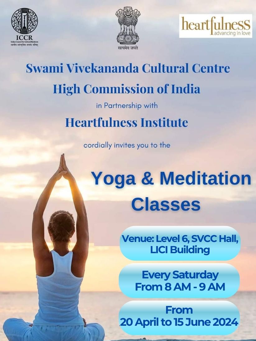 All are Welcome!!! @iccr_suva and @HCI_Suva in Partnership with Heartfulness Fiji cordially invites you to the Yoag and Meditation Classes.