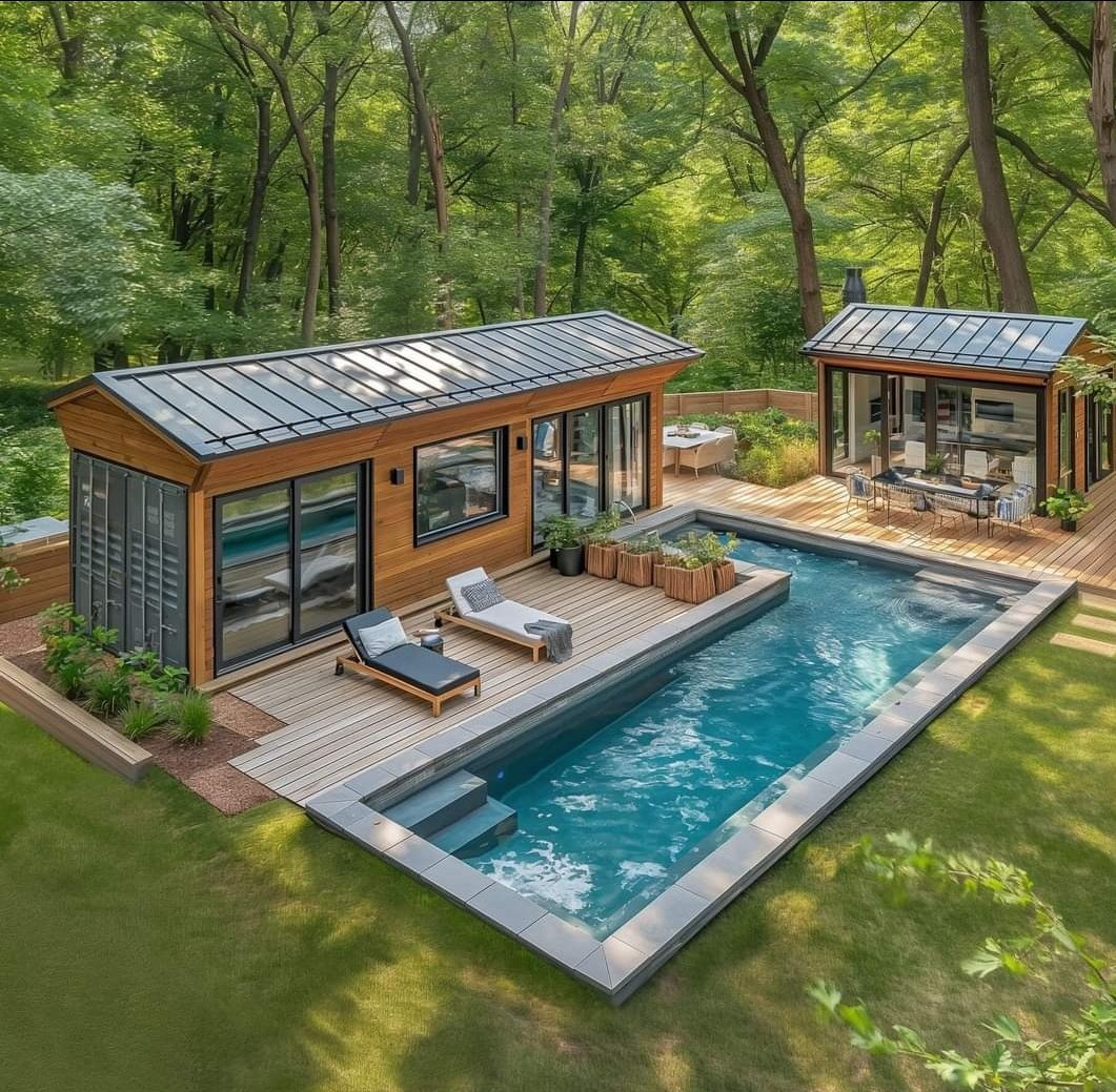 Shipping Container Homes - YES OR NO 🤔 I Love The Trees & Pool! 😂🌲🛝