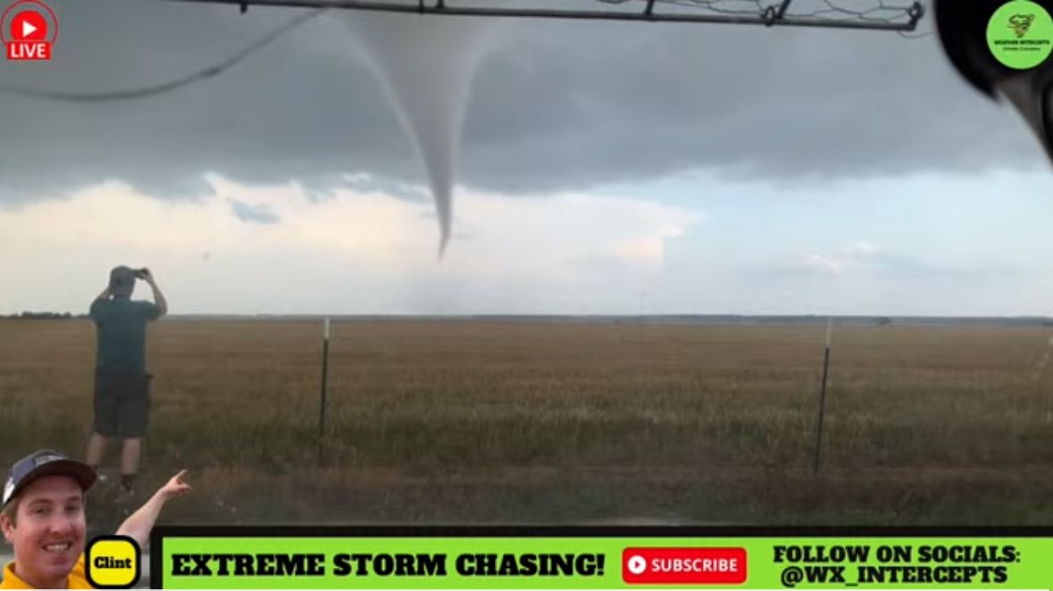 Tornado live on @Wx_Intercepts stream! Near Hawley, TX