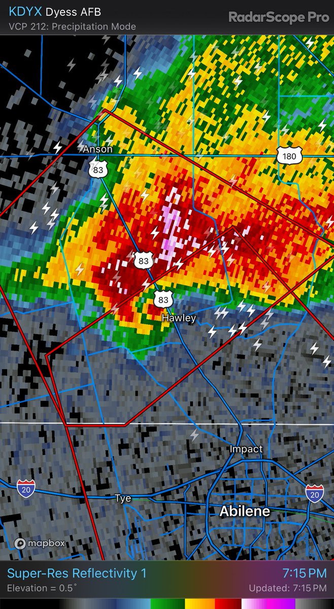 I have been through these areas countless times… tornado likely in the ground near Hawley moving along US 83 towards N. Abilene. I really hope it spares Hawley… #txwx