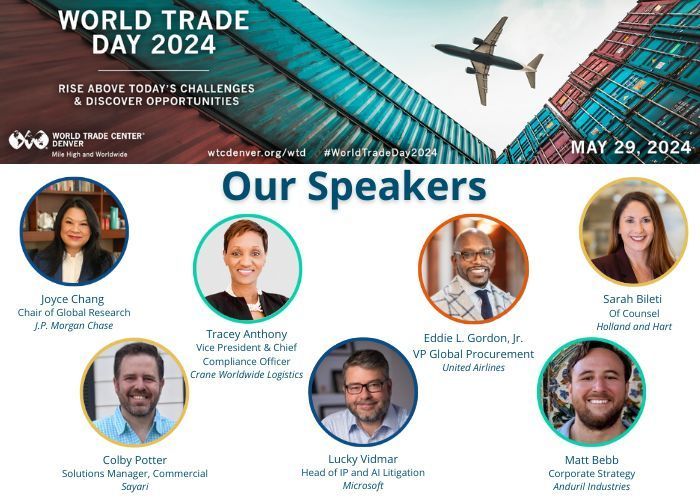 We're excited to introduce our powerhouse speakers for #WorldTradeDay2024! Join us as we delve into the future of #trade and #commerce. Don't miss out on this enlightening event!

buff.ly/3yaoMXS 

#WorldTradeDay #GlobalLeaders #Innovation #WTCDenver #Denver #Colorado