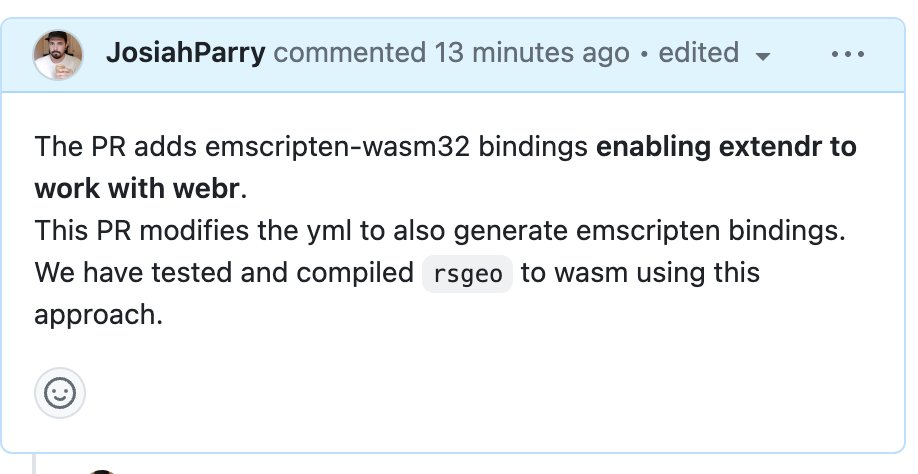 Rust + #rstats + wasm 

We're going to be running Rust in R in the browser by the end of the year. It's the vibe.