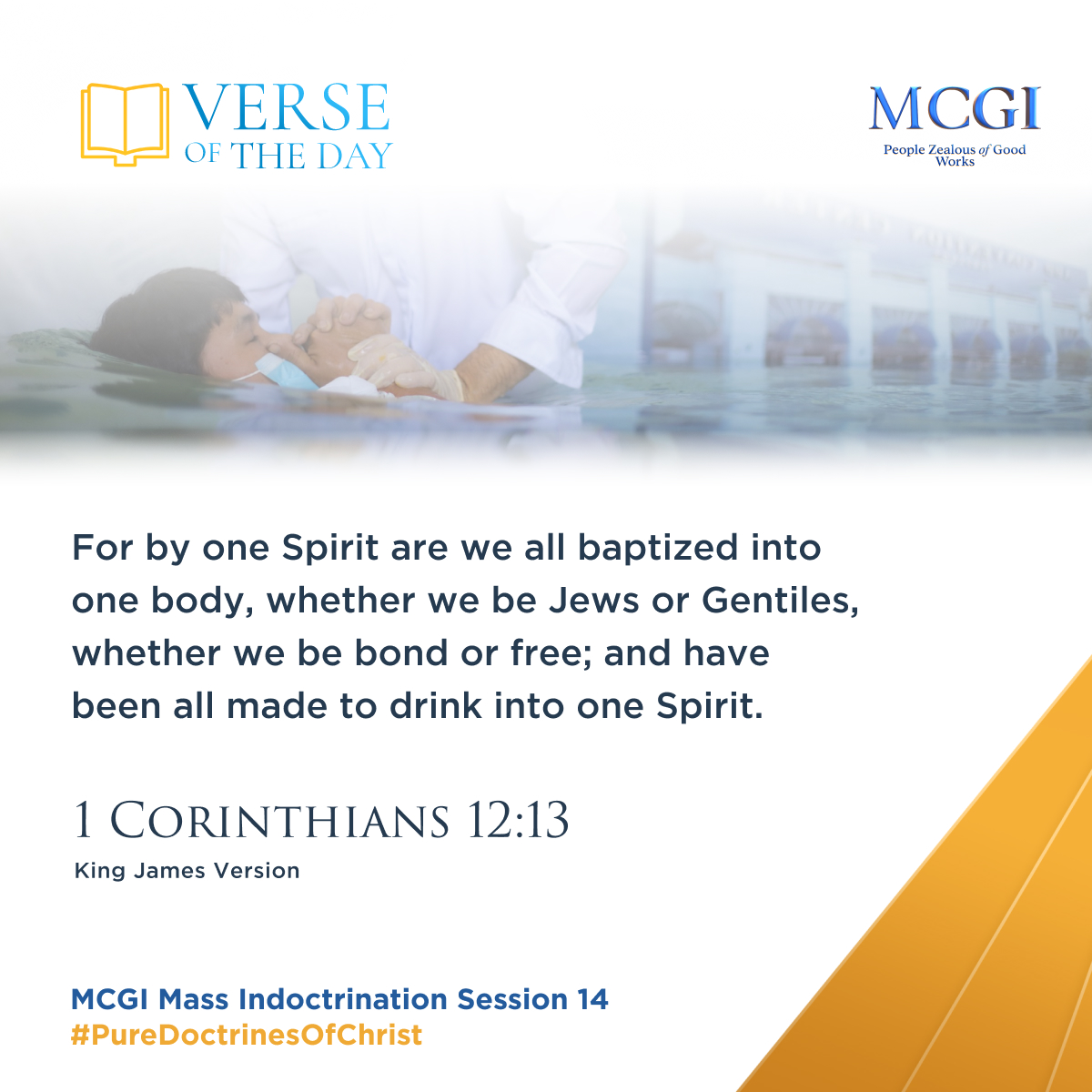 For by one Spirit are we all baptized into one body, whether we be Jews or Gentiles, whether we be bond or free; and have been all made to drink into one Spirit.

(1 Cor. 12:13, KJV)

#ShiningWithLove
#MCGICares