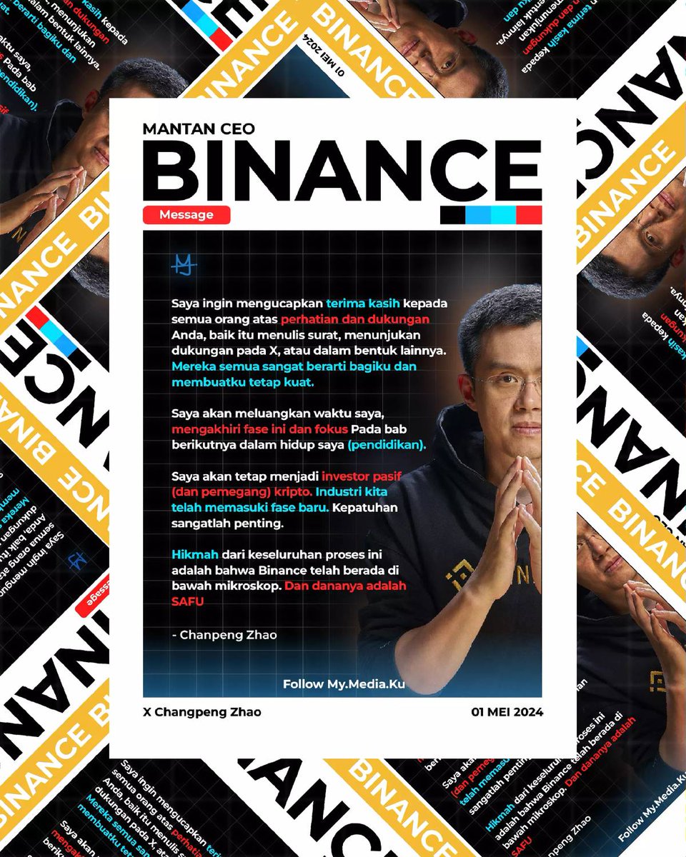 Pesanan dari Mantan CEO BINANCE #Binance #changpengZhao #ceonbn #BNB