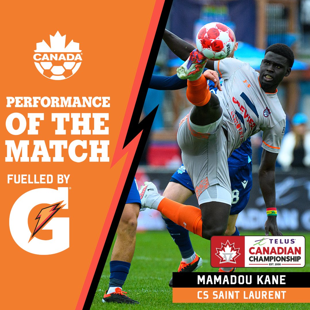 Mamadou Kane plays a pivotal role in CS Saint-Laurent’s historic upset, earning tonight’s Gatorade Performance of the Match! #CanChamp