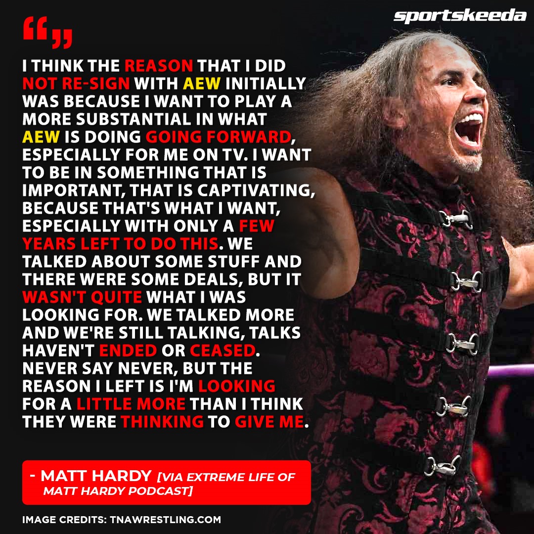#MattHardy details the reasoning behind not re-signing with #AEW!