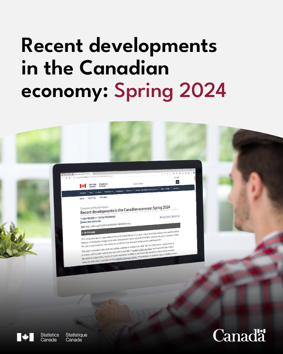 Our new article on recent developments in the Canadian economy towards the end of 2023 and into spring 2024 provides a summary of recent changes in output, consumer prices, employment and household finances. www150.statcan.gc.ca/n1/pub/36-28-0…