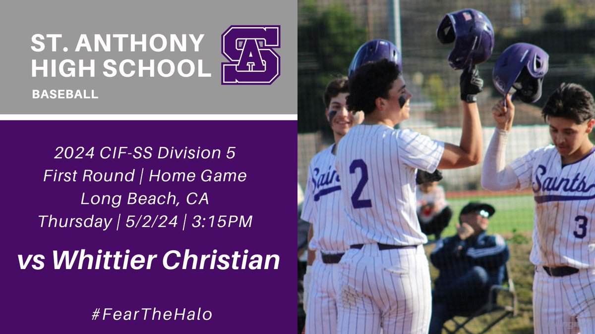 FINAL: Whittier Christian 4, St. Anthony 3 Saints could not rally late in their first round matchup against the visiting Heralds. Congrats to coach Jondle, staff and the student-athletes on a great 2024 season. We are proud of you Saints. #FearTheHalo