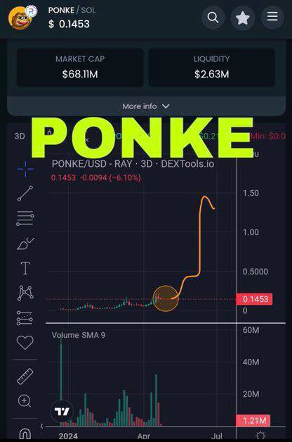 $PONKE > WIF And its still at 30x+ lower market cap My favorite meme on #Solana If it doesn’t hit 1B+ this cycle I’d be shocked There is no community and meme on the chain that deserves it more