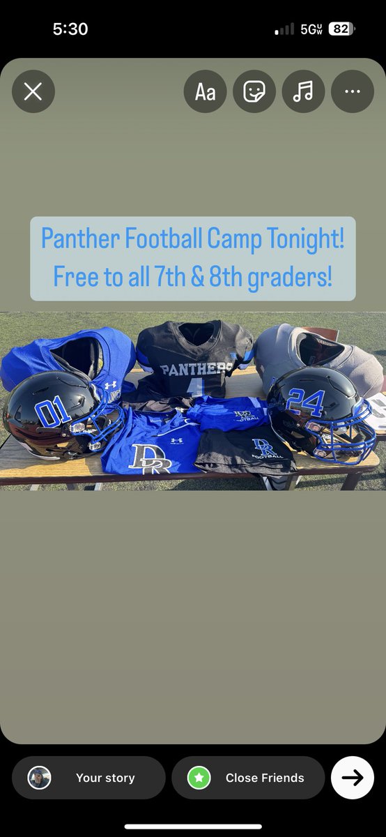 Reminder Panther Football Camp tonight!! Free for all 7th & 8th graders!! #ThePantherWay🐾