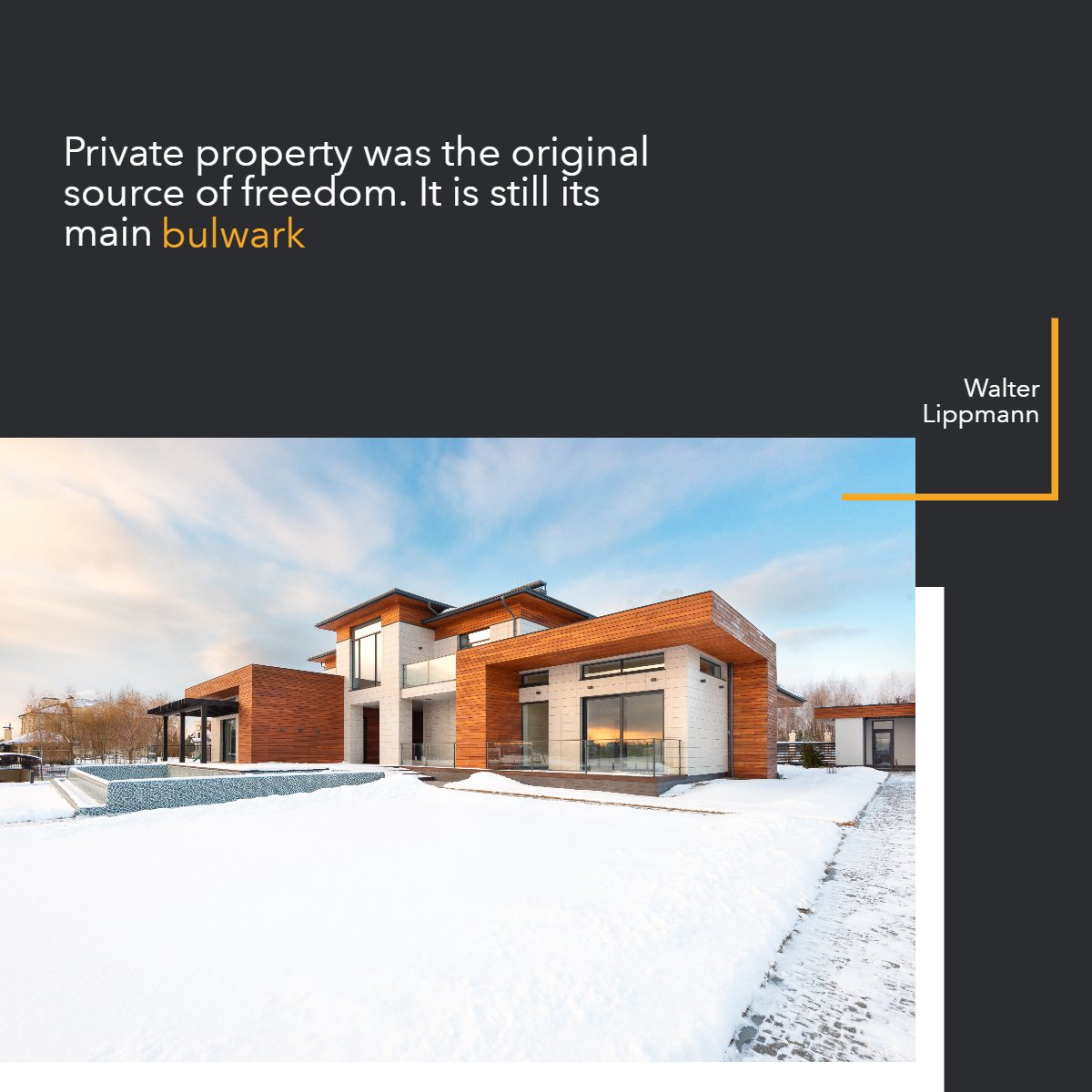 'Private property was the original source of freedom. It still is its main bulwark.' — Walter Lippmann 📖 #quoteoftheday #quotestagram #lifequotes #realestate #quotes #WalterLippmann #realestate