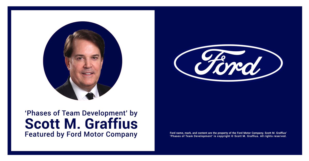 I'm thrilled that—with a license from me—my copyrighted ‘Phases of Team Development’ work is featured and used by businesses, professional associations, government agencies, and universities around the world. #Ford was added to the list. 🚘 scottgraffius.com/blog/files/for… #Teamwork