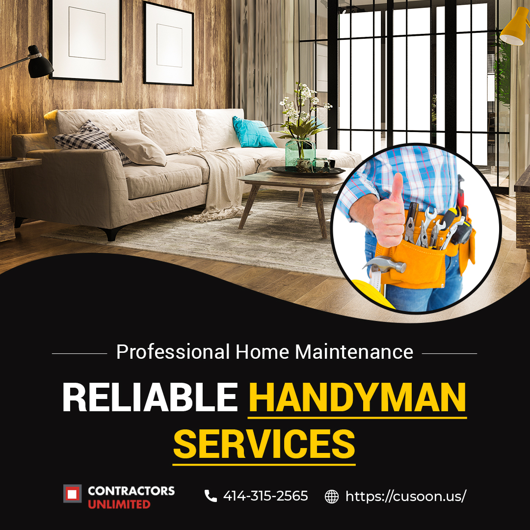 🔧 Don't DIY, Let Us Handle It! 🔧

Before you start, consider the peace of mind that comes with hiring a professional. #ContractorsUnlimited offers reliable #handymanservices for door adjustments, furniture assembly, and more. ☎️ 414-315-2565 or 🌐 cusoon.us.