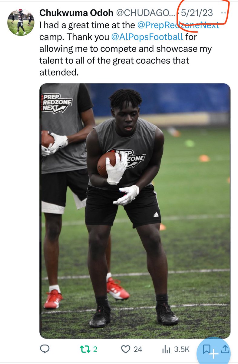 Almost 365 from when he showed out at the @PrepRedzoneNext middle school camp in New Jersey, it’s offer No.1 for @CHUDAGOAT