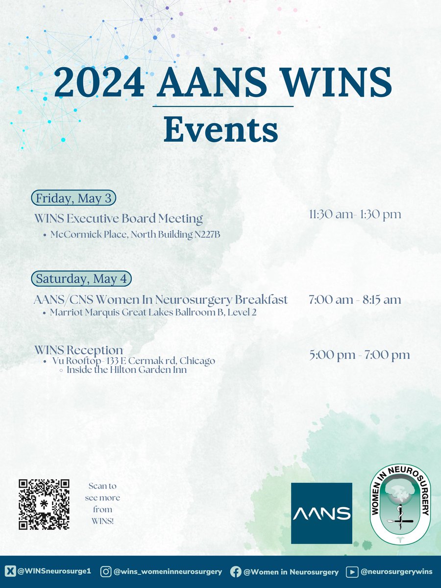 🌟The countdown to the @AANSneuro 2024 conference is over! 🌟 Get ready to join WINS for an array of incredible events. Don't miss out on this opportunity to connect and learn. See you soon! #AANS2024 #WomenInNeurosurgery #Neurosurgery #WINSxAANS2024