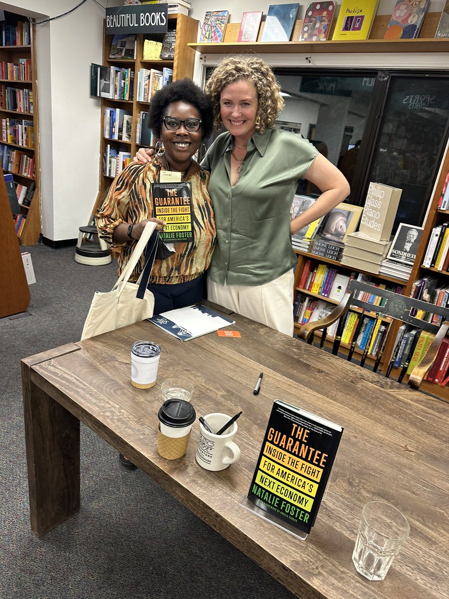 Feeling inspired by @nataliefoster’s discussion of her new book called “The Guarantee” tonight at @PoliticsProse. It was such an honor to work with her and @EconomicSecProj’s team a few years ago, and to see all their hard work be a much-needed resource today! ☺️ 📚