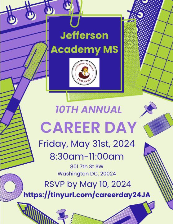 Come and share your career with our JA scholars. We would love to have you! Register using the link in the flyer. @JATrojans @AllecynHoward