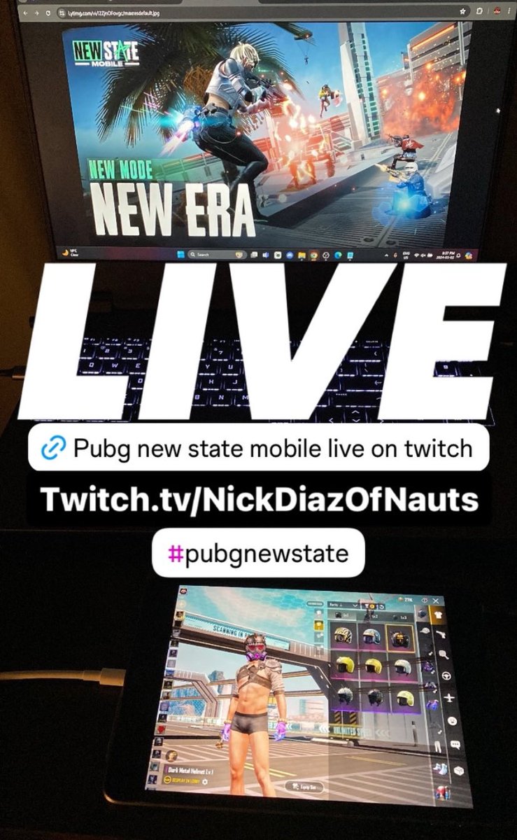 PUBG New State mobile LIVE on twitch right now getting back our conqueror ranks 😤 & playing with viewers come chill m.twitch.tv/nickdiazofnauts

#NEWSTATEMOBILE #pubgnewstate #pubgnewstatemobile #twitch #MobileGaming