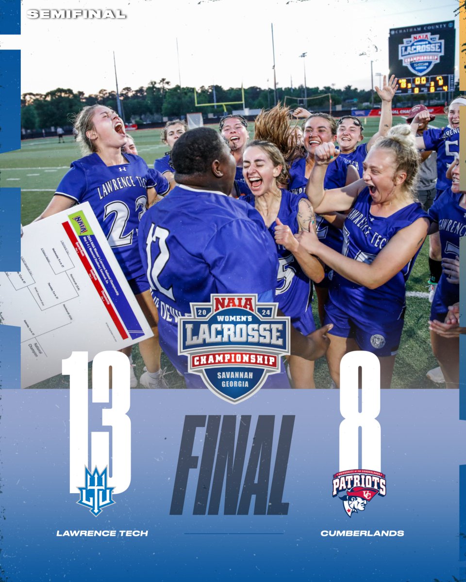 🚨🚨🚨 The defending champs are ready to defend their title!!!! 🏆

🔥 That's Back-to-back Championship Final appearances for @ltuwlacrosse 🔥

Get ready for an epic showdown:
🥍 LTU vs @RUWLAX1
🗓️ Saturday, May 4
🕐 1 pm ET

YOU DON'T WANT TO MISS IT! 💪 
#NAIAWLAX | @NAIA