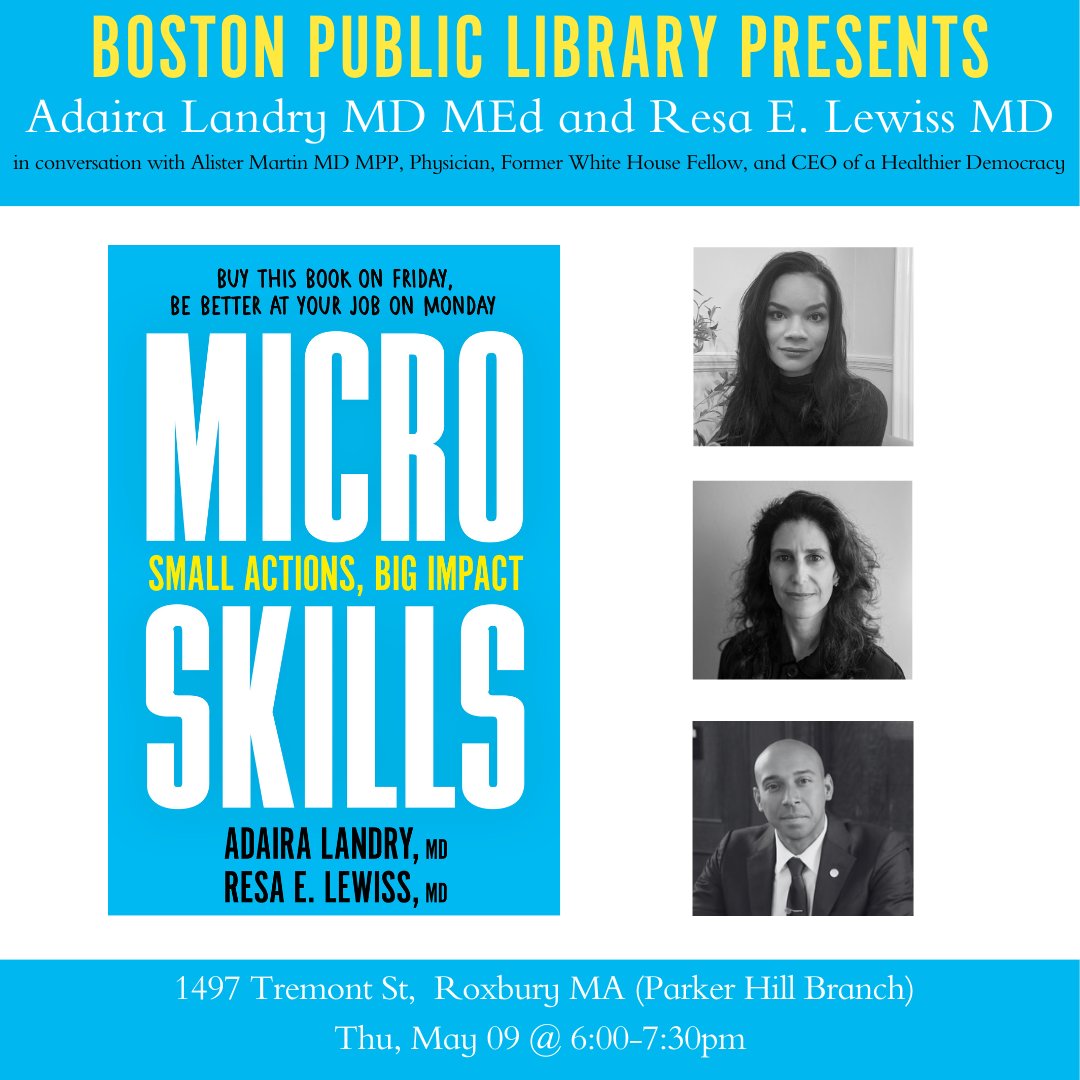 Excited to host an event at Boston Public Library @BPLBoston 5/9 at 6pm w @AlisterFMartin -- an incredibly inspiring leader in medicine, healthcare, and public policy. @ResaELewiss @MassGeneralNews @EMRES_MGHBWH @BrighamWomens