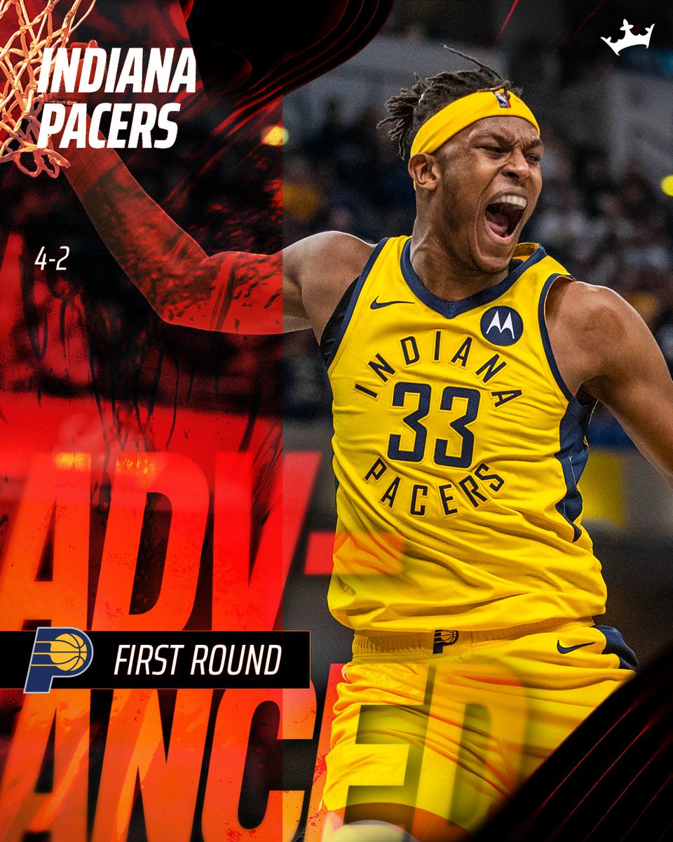 The Indiana Pacers defeat the Milwaukee Bucks and advance to the second round! This is their first playoff series win since the 2013-14 season. #BoomBaby