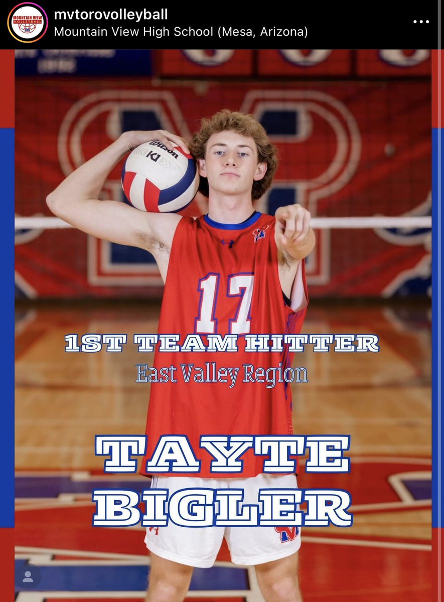 Congrats to @MV_Toros Tayte Bigler on being named All 1st Team Hitter East Valley Region for @mvtorovolleyball‼️
tayte also is one of the best defensive players in Mesa Region for our @mvtorobball‼️