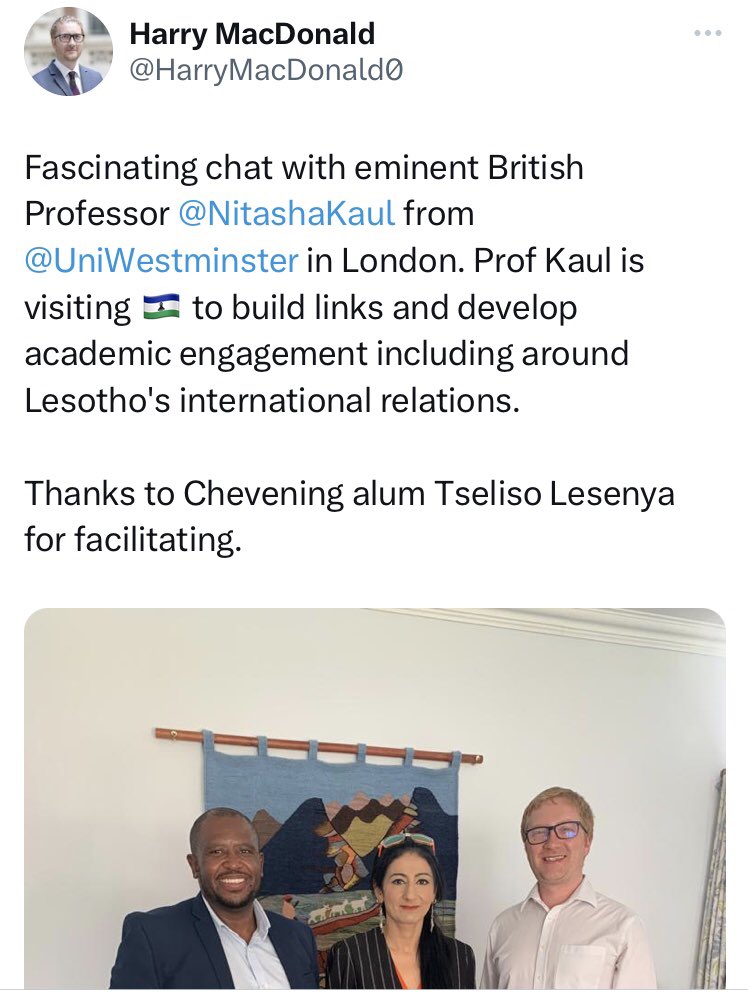 I had a delightful & productive time in #Lesotho last year & am so pleased that we are hosting an address by KOL HM King Letsie III tomorrow 3 May to celebrate 200th anniversary of country & announce MoU between CSD at UoW & NUL.🇬🇧🇱🇸 
#smallstates #Africa
westminster.ac.uk/events/celebra…