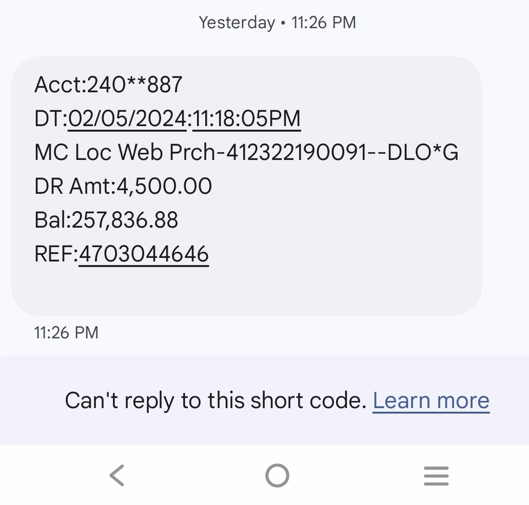 @ZenithBank Dear zenith bank, I received this debit alert on my zenith bank account, I want to know why #4,500 was deducted from my account and what's the deduction meant for? @ZenithBank