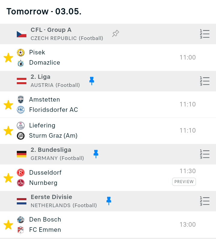 #CZECH 🇨🇿

⚽🇨🇿 PISEK (OVER 3.5) 3u 

#AUSTRIA 🇦🇹

⚽🇦🇹 FLORIDSDORFER (1H TT OVER 0.5) 3u 

⚽🇦🇹 FLORIDSDORFER (1H OVER 1) 3u

⚽🇦🇹 LIEFERING (OVER 3.5) 3u 

#GERMANY 🇩🇪

⚽🇩🇪 NURNBERG (OVER 3) 3u 

#NETHERLANDS 🇳🇱

⚽🇳🇱 FC EMMEN (1H TT OVER 0.5) 3u 

#GamblingX