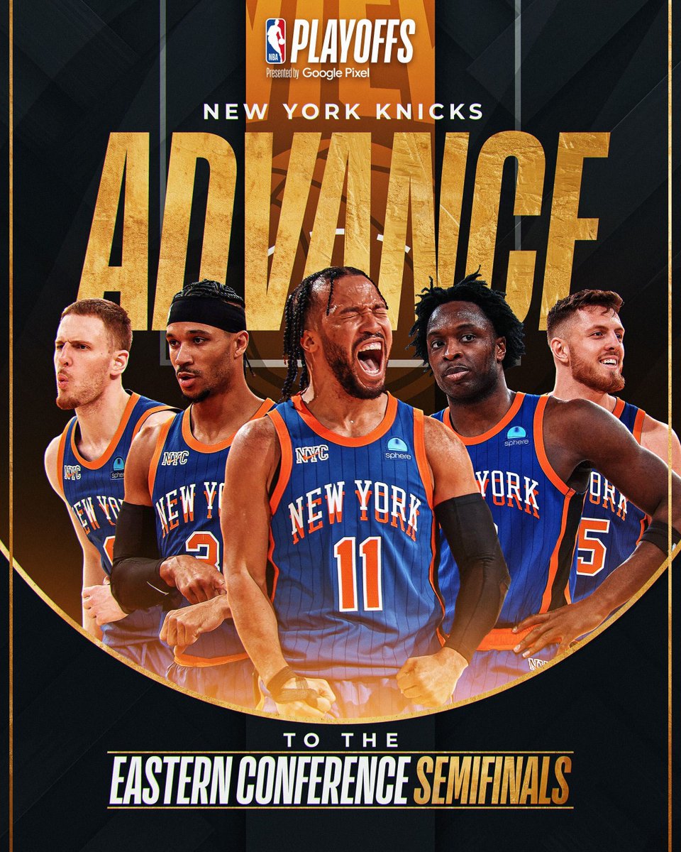 The @nyknicks advance to the Eastern Conference Semifinals!

#NBAPlayoffs presented by Google Pixel