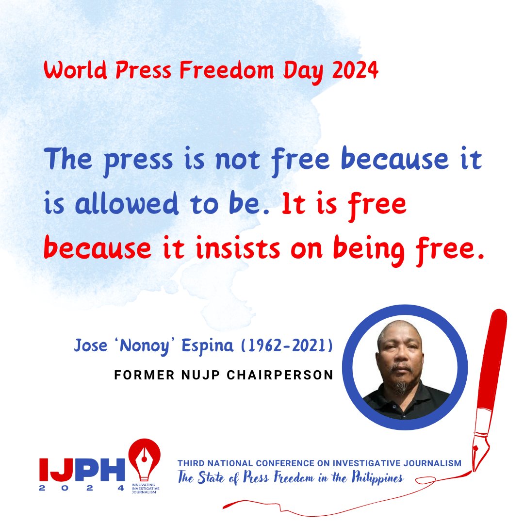 On World Press Freedom Day 2024, we remember the words of the late Nonoy Espina. He served as chairman of the National Union of Journalists of the Philippines. #WPFD2024