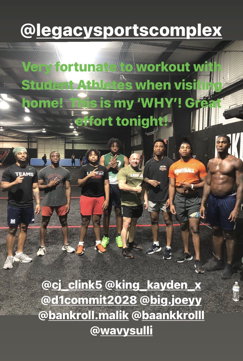 Fantastic effort tonight in our workout. Very fortunate to have former student athletes return home for workouts. Great motivation and dedication to their sport! #legacyextreme1 Their ceiling is extremely high!