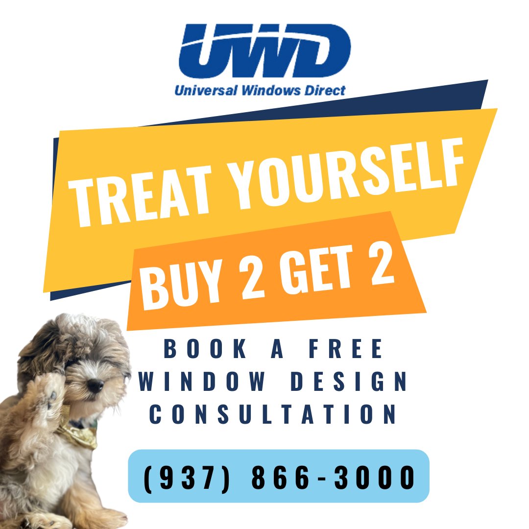 uwddayton's tweet photo. Double the celebrations, double the savings! 🐾 Bowie's here with a treat for your taste buds and your home! Try our Fiesta Street Corn for Cinco de Mayo and Mint Limeade for Derby Day, and don't miss out on our Buy 2 Get 2 Free Window Deal at Universal Windows Direct! 🏡
#UWD https://t.co/nhb9a5Le2q