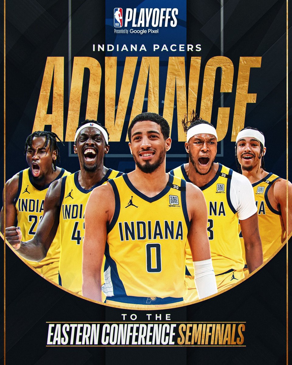 The @Pacers advance to the Eastern Conference Semifinals! #NBAPlayoffs presented by Google Pixel