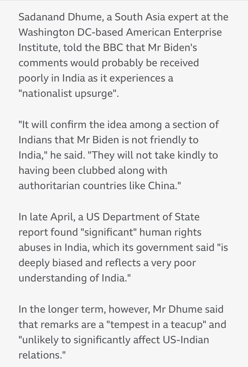 I spoke to the BBC about Joe Biden’s not very smart decision to call India a “xenophobic” country.  
Link: bbc.co.uk/news/world-us-…