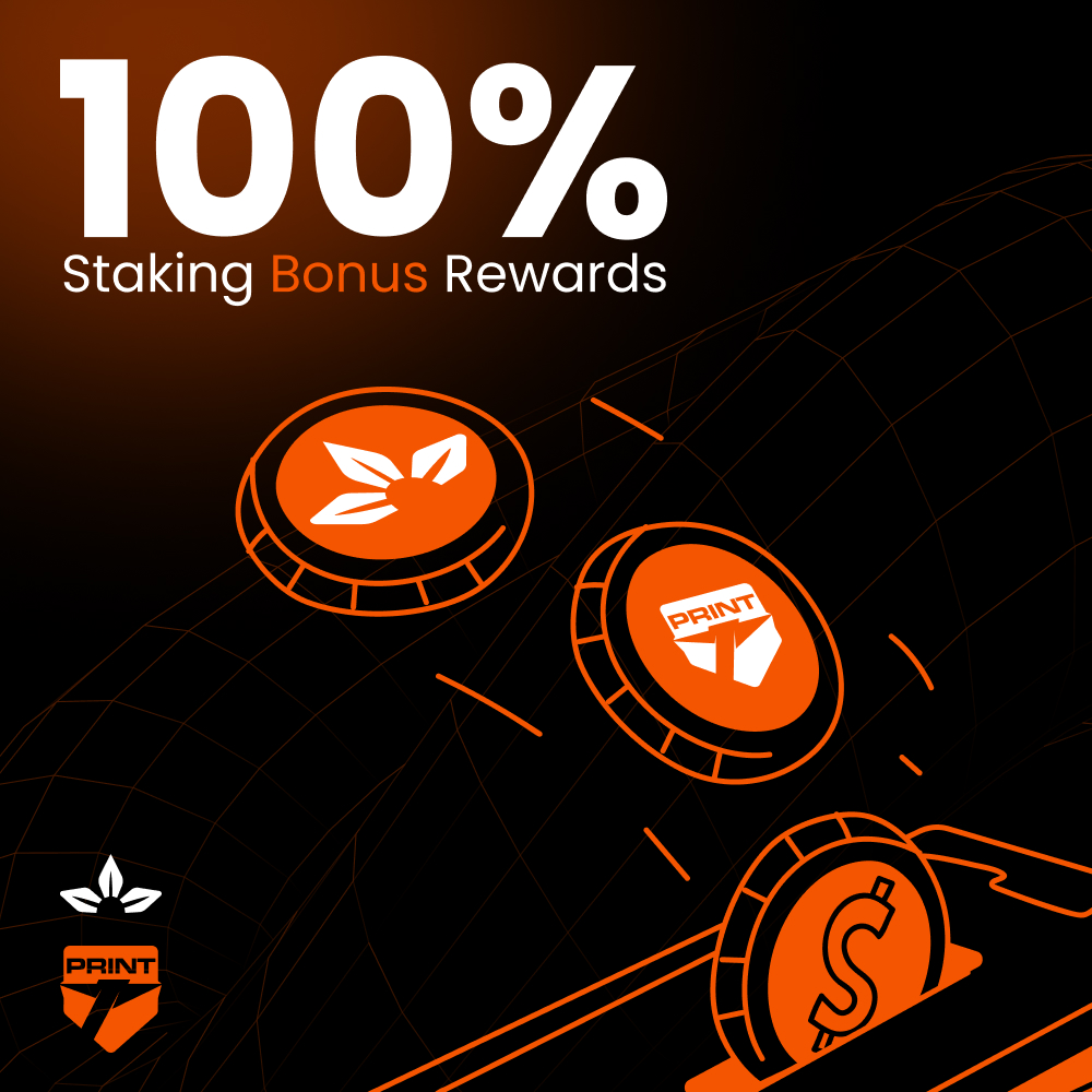 PRINTOORS!! We have something special for all of our Print Stakers in this months pool CPU Mining rewards generated for Print stakers will receive a 100% bonus paid in $SRM 😱 Thank you to our amazing partner @SolareumChain and the legendary Print stakers We are PRINTING!! 🖨️