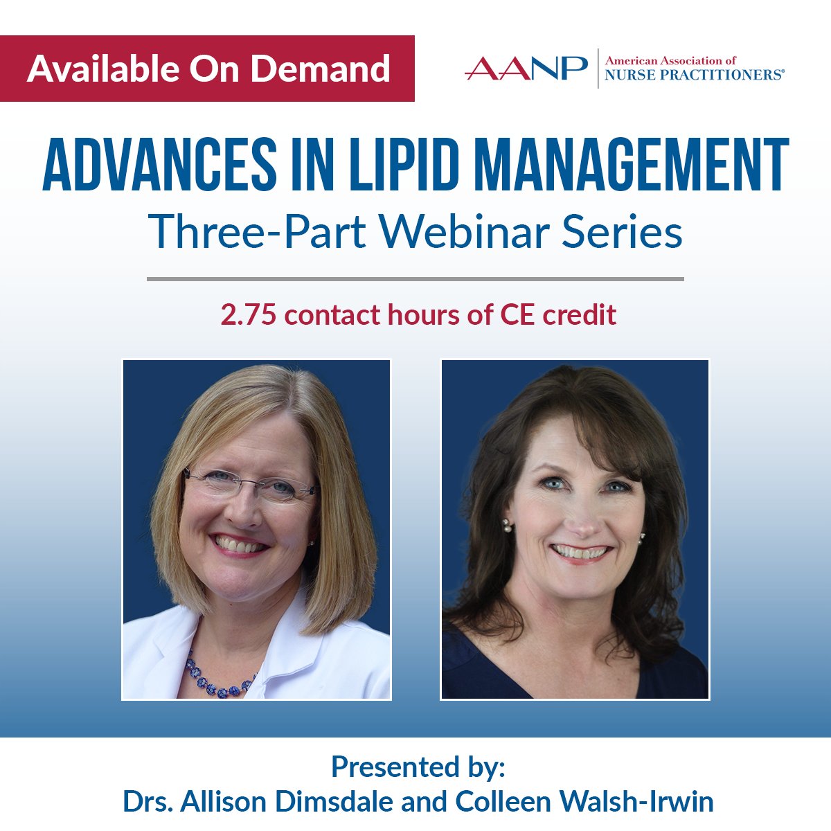 In the U.S., cardiovascular disease remains the leading cause of mortality. Dyslipidemia is a leading risk factor for cardiovascular disease. Complete the three-part webinar series to earn 2.75 CH of CE credit. bit.ly/aanp-lipid #NPsLead