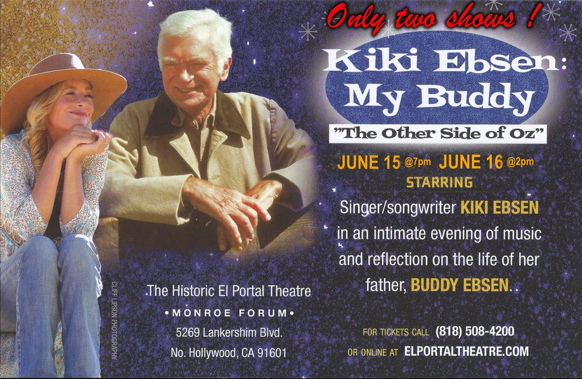 My Buddy: The Other Side of Oz, starring Kiki Ebsen is a funny, nostalgic, musical and emotionally moving tribute to a great dad and Hollywood icon - Buddy Epsen. El Portal Theatre | Father’s Day weekend: June 15 and 16. nohoartsdistrict.com/noho-theatres/…