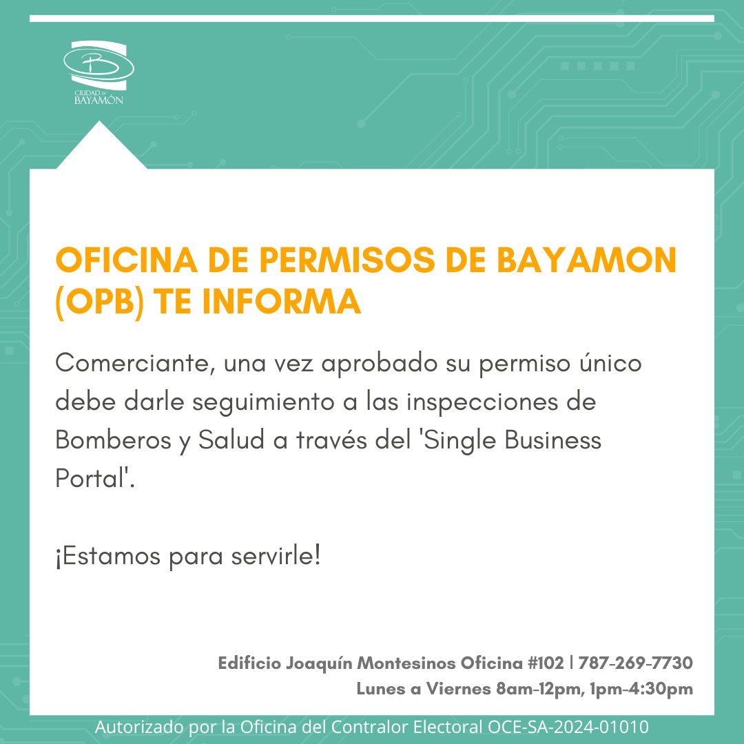 La Oficina de Permisos de Bayamón está para servirle.