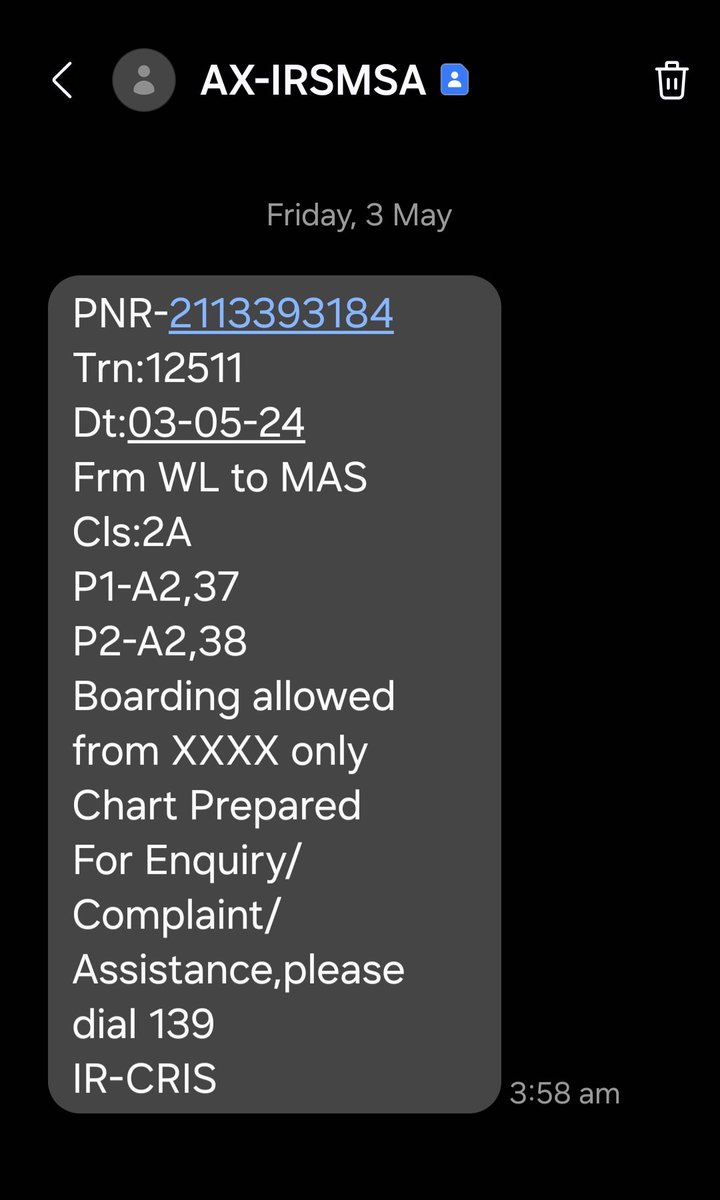 1st message at 354am and 2nd message at 358am, why this negligence and unprofessional way of handling things, How come passengers get confirmation message when train canceled/diverted? @RailMinIndia @RailwaySeva @SCRailwayIndia @GMSRailway @Railwhispers @AshwiniVaishnaw