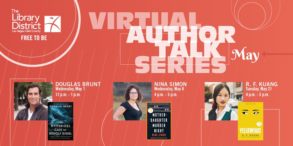 Don't miss our upcoming FREE Virtual Author Talks this month with best-selling authors @ninaksimon & @kuangrf 🙌 📚 💻 ! They will be sharing their inspirations behind their popular books, writing tips & more! Register: thelibrarydistrict.org/virtual-author… #FreeToBeInspired