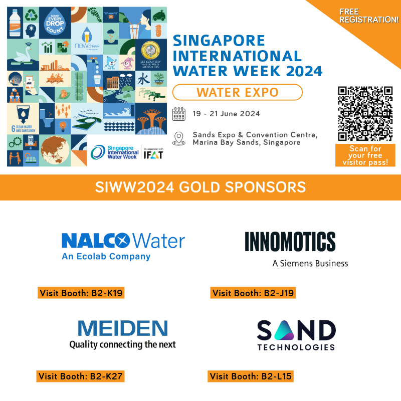 Ecolab, Innomotics, Meiden and Sand Technologies are GOLD SPONSORS of #SIWW2024. Admission to SIWW2024 Water Expo is free. Register for your trade visitor pass here! [Link: lnkd.in/gFGAxHmW]