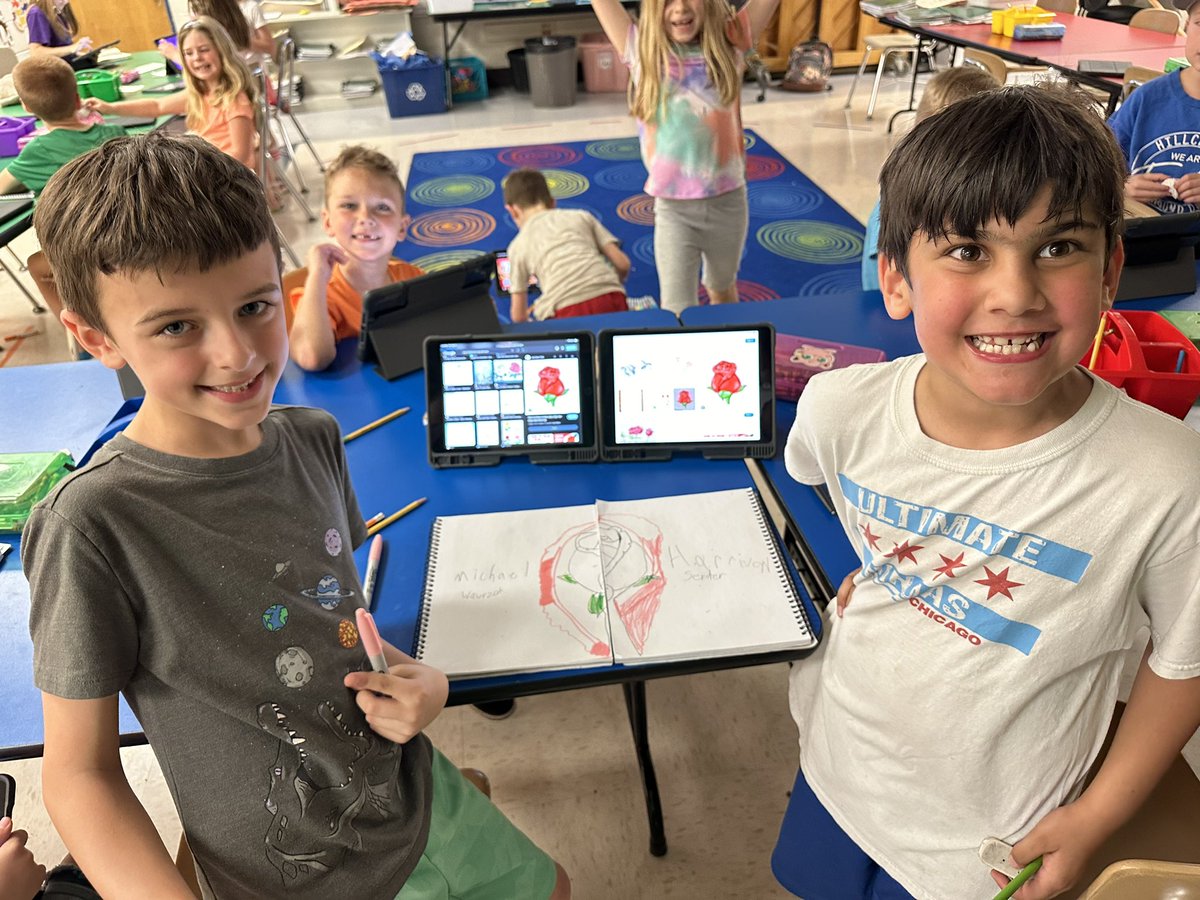 This dynamic artistic duo kept telling me to stay back the entire class for a surprise, and at the end of class they revealed their collaborative flower artwork using both of their sketchbooks. 🌹by Michael & Harrison #dg58pride #dg58learns