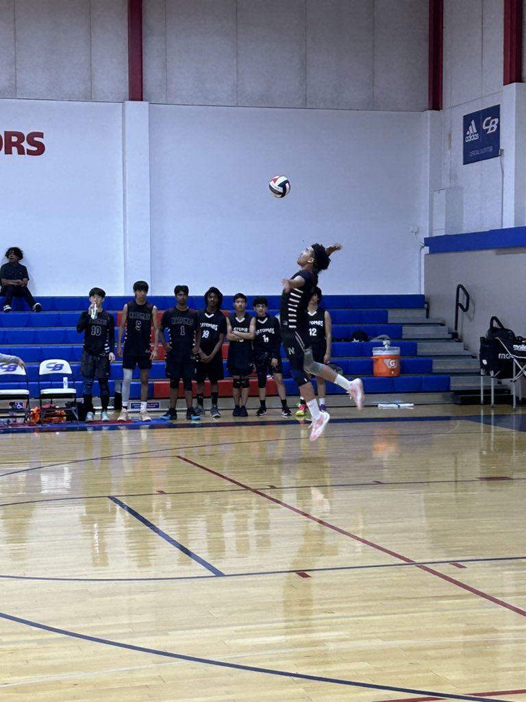 NHS Boys Volleyball Section Playoff @ Christian Brothers. Off to a fast start, 12-6 us in the first game. #NHSNighthawkPride