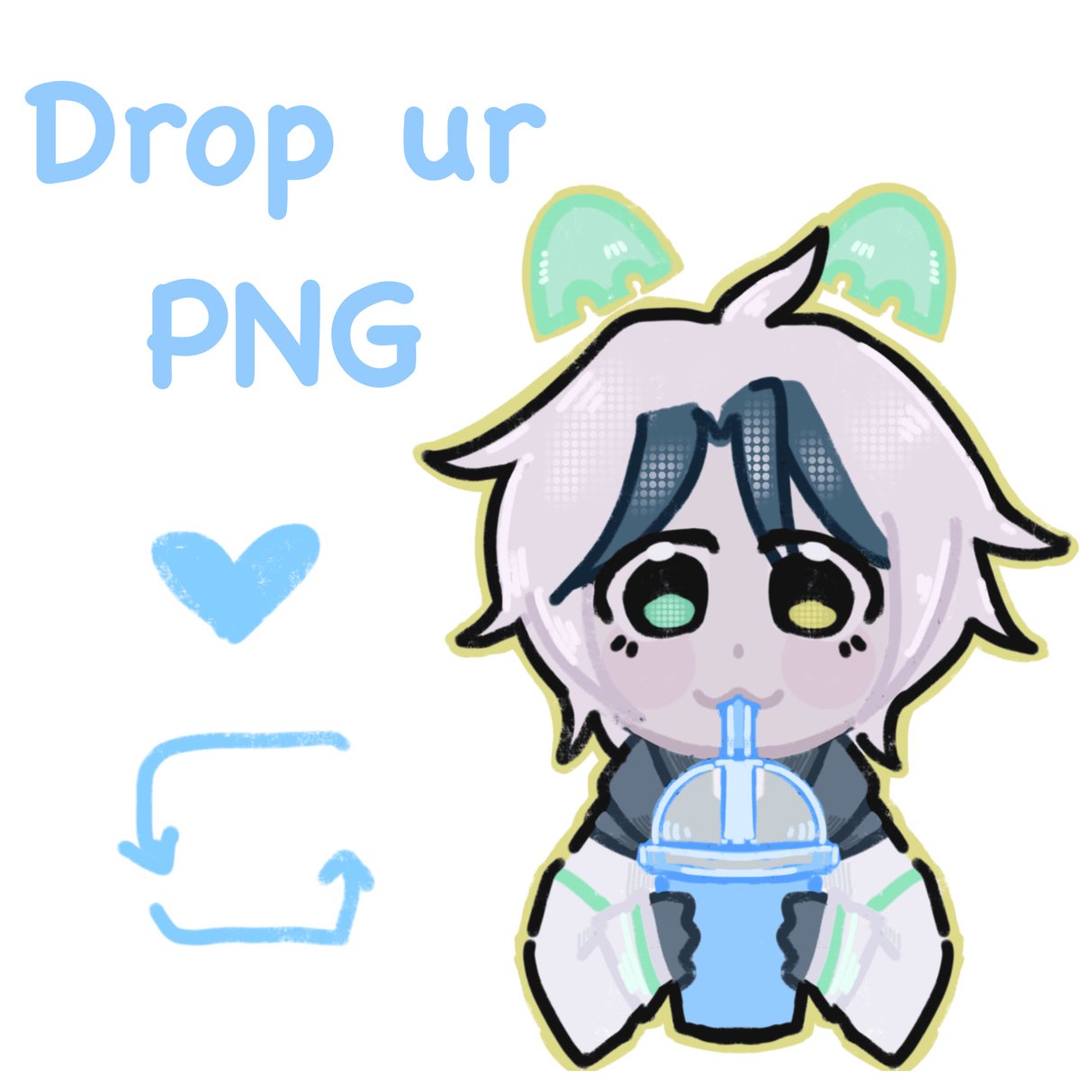 Drop your #Vtuber PNG and I'll make a crayon chibi with the new brush I’ve been using! 

 ♡ + ↻ appreciated!