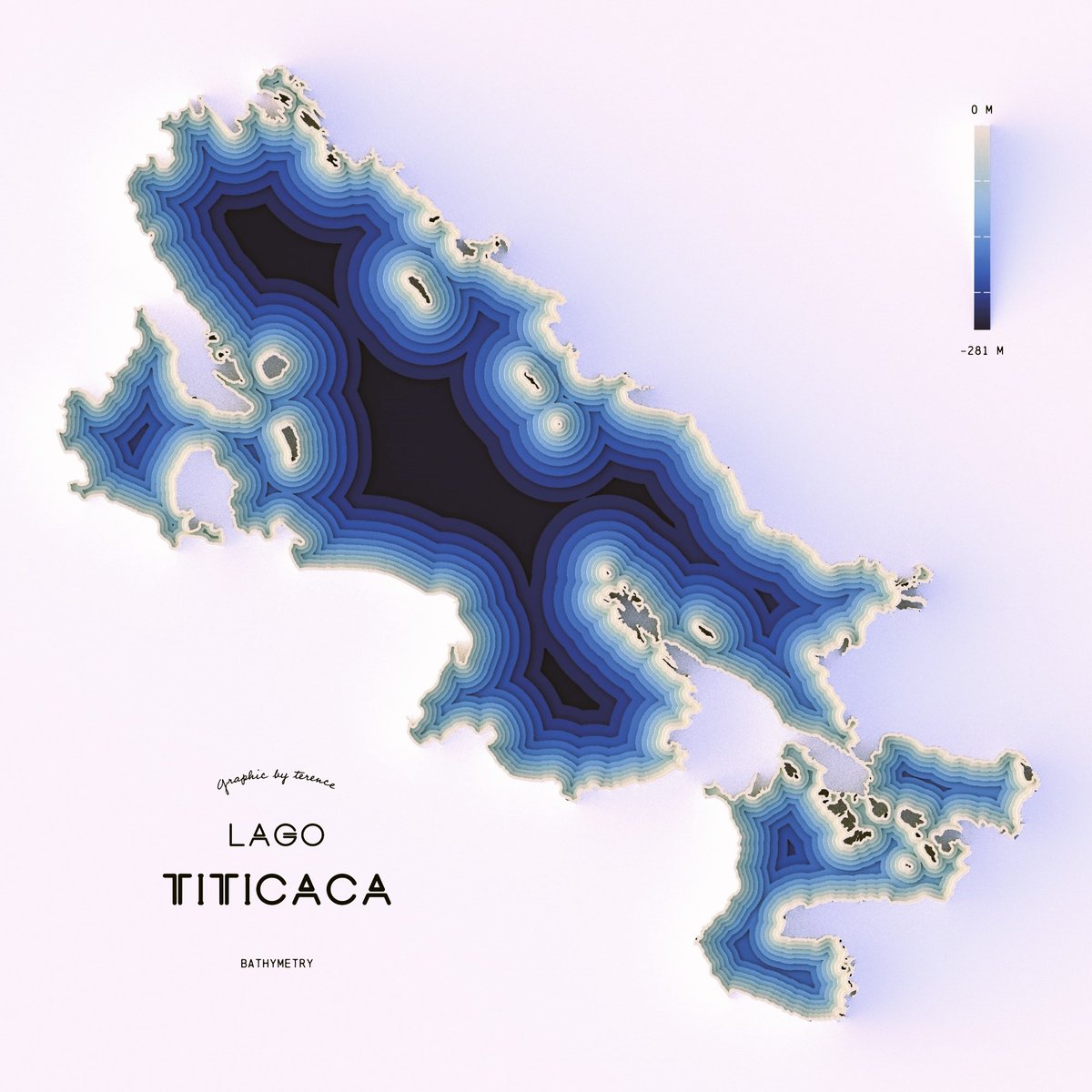 As requested by @jarrin_v, here's a quick render of Lago Titicaca's bathymetry. It's more challenging to find lake bathymetry data compared to seas and oceans. Let me know if you have better data!

#rayshader adventures, an #rstats tale